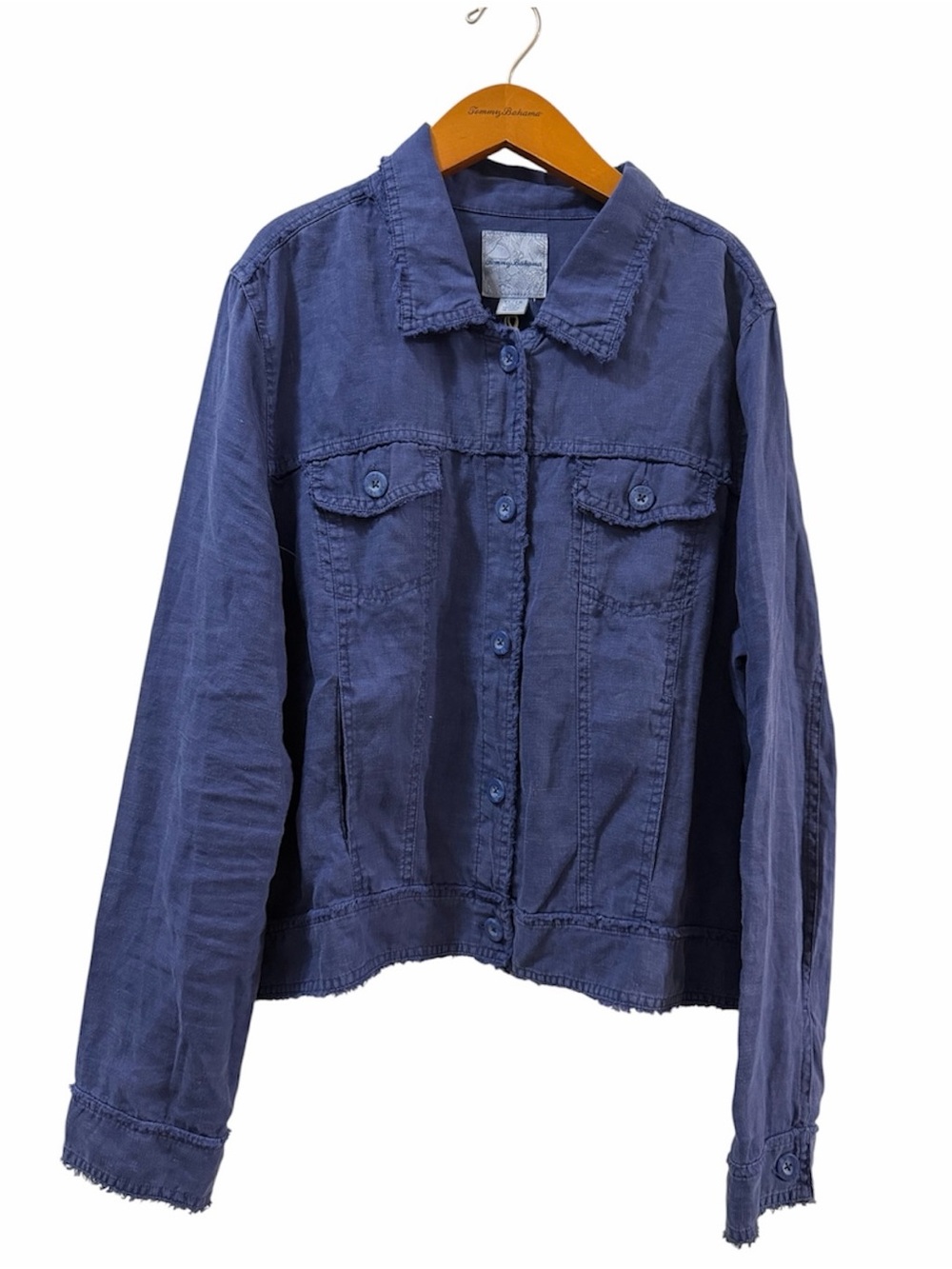 Tommy Bahama Two Palms Linen Raw Edge Jacket ISLAND NAVY BLUE XL NWT